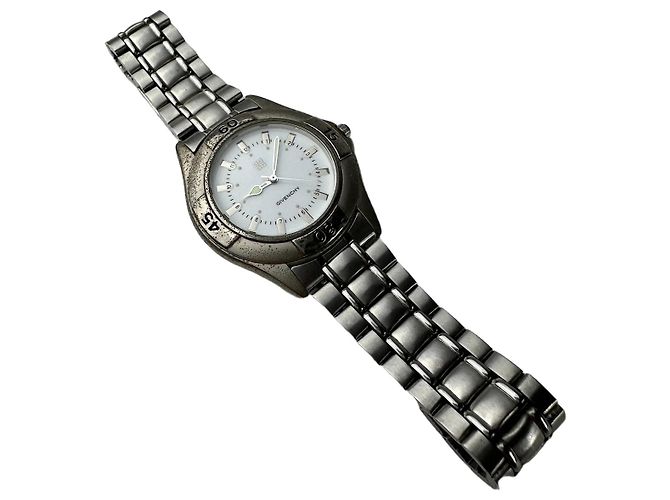 Vintage Givenchy Quarz Stahl Uhr Silber