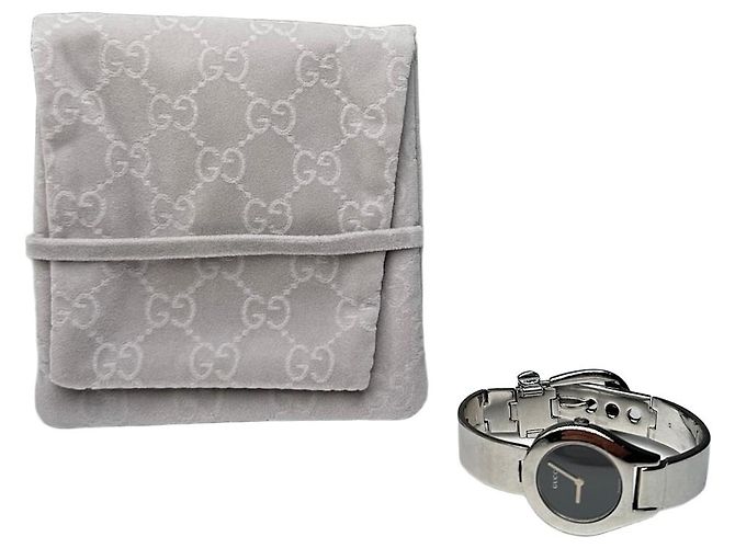 Relógio de quartzo vintage Gucci em aço prateado Prata