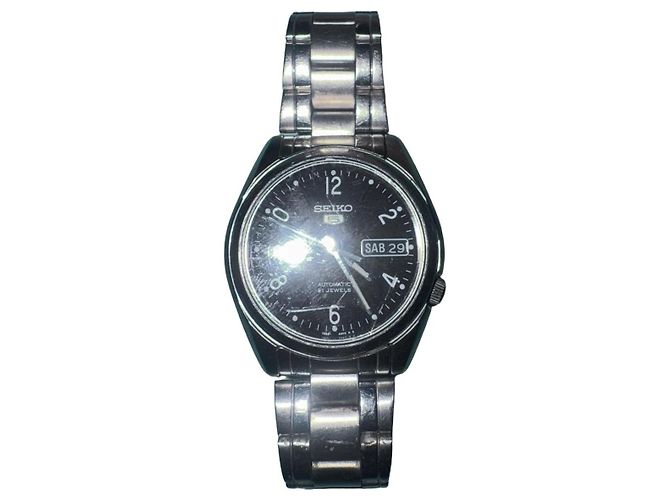 Relógio de Pulso Seiko 5 Automático Preto Hardware prateado