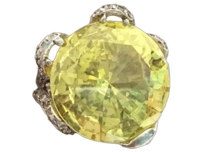 Autre Marque Anillo de plata con citrino cabujón y diamantes