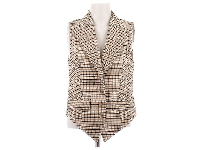 Michael Kors Beige kariertes Wolljackett