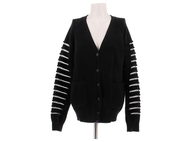 Alexander Wang Cardigan nero a righe bianche