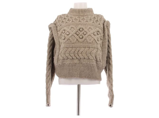 Isabel Marant Beige Wollpullover mit Stehkragen 