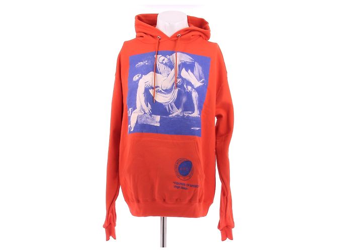 Autre Marque Sweat à capuche orange à inscriptions