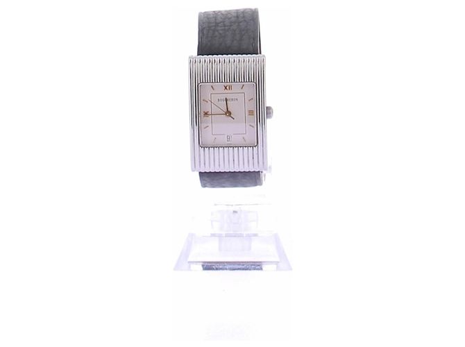 Boucheron Relógio "Reflet" em aço e couro preto