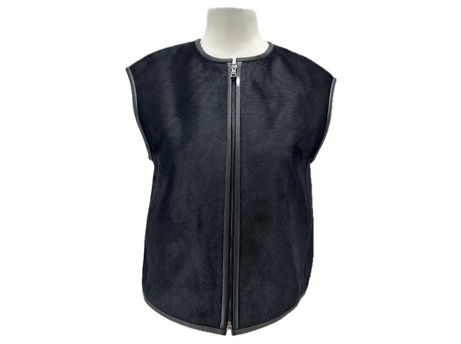 Autre Marque Schwarze Felllederjacke