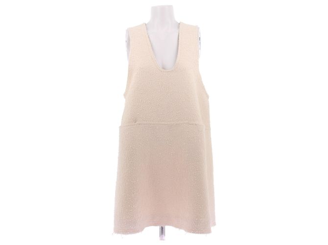 Autre Marque ELEH Creme Kleid ärmellos V Ausschnitt Beige