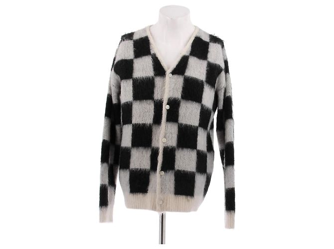 Autre Marque Karierte Mohair-Cardigan Schwarz