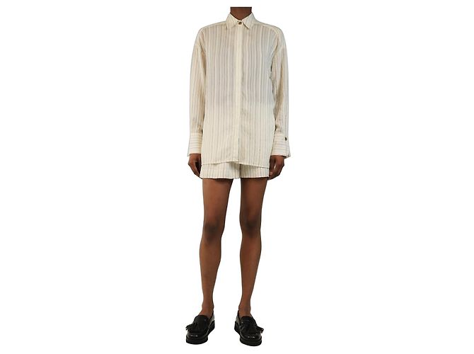 Rebecca Taylor Creme gestreiftes Button-Up-Set - Größe XS Roh