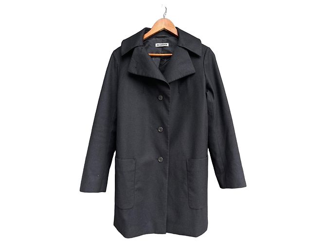 Abrigo de mezcla de lana negro Jil Sander