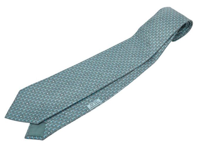 Hermès Hermes Rabbit Tie, Blue Silk, Women's