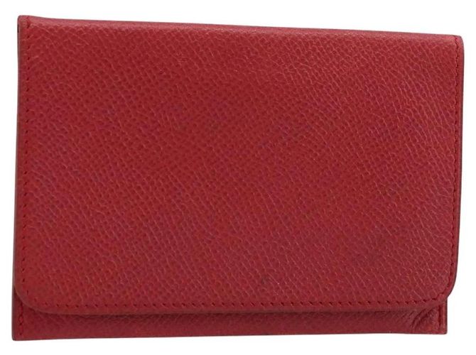 Estuche para tarjetas de cuero rojo Hermès Roja