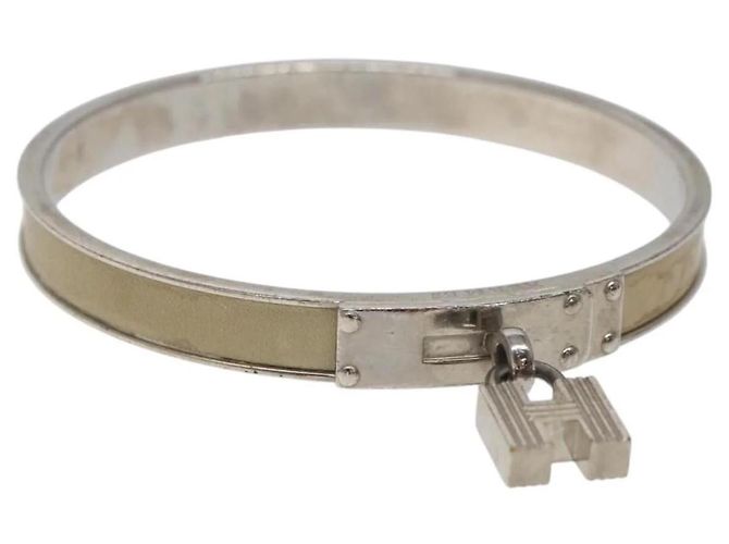 Pulseira de punho prateada bege Hermès