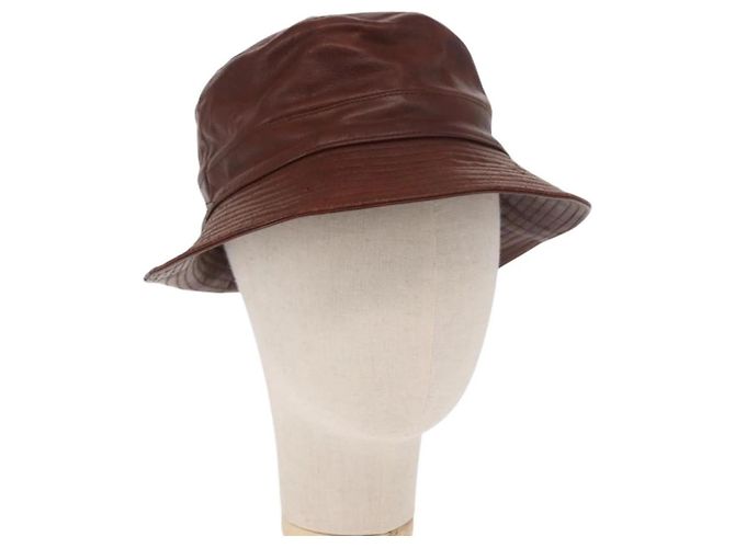 Hermès Leather Hat Brown
