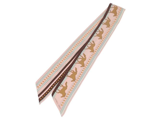 Lenço Twilly Hermès de seda rosa