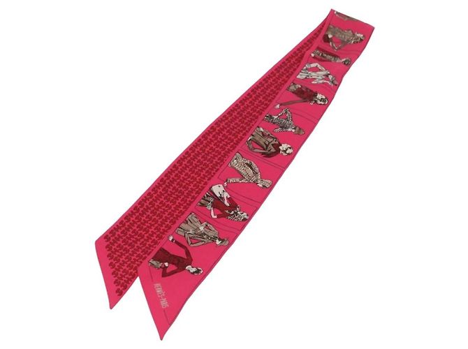 Lenço Twilly Hermès de seda rosa