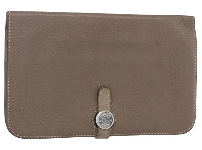 Hermès Dogon Duo GM Geldbörse Grau