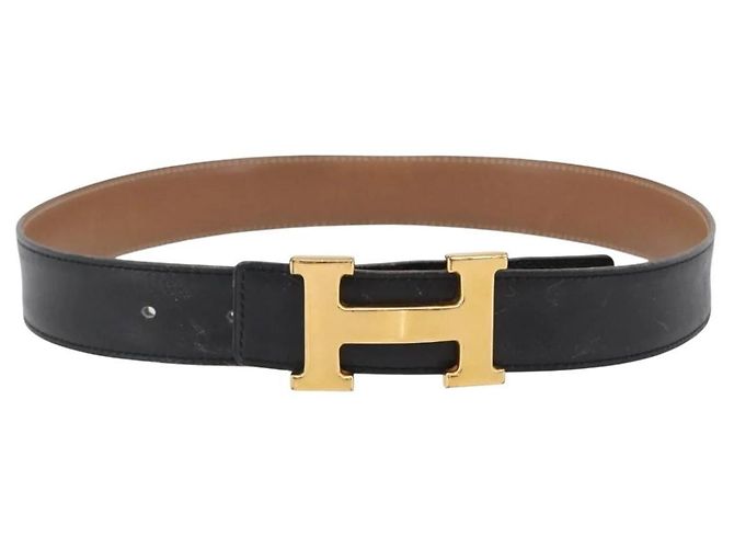 Ceinture réversible en cuir Constance d'Hermès Noir