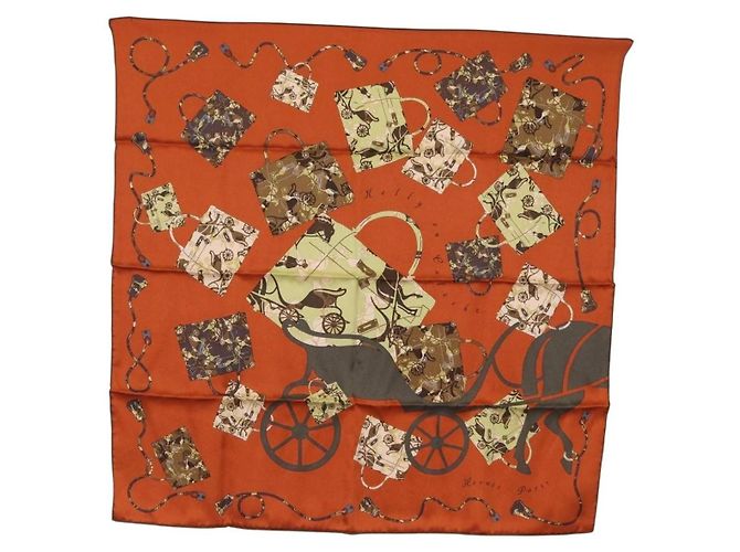 Bufanda Hermès Carré 70 Castaño