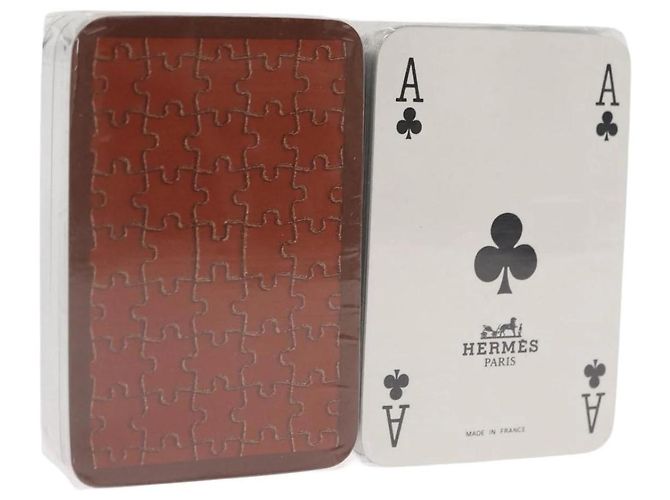 Hermès Mini Spielkarten Papier Braun Grün