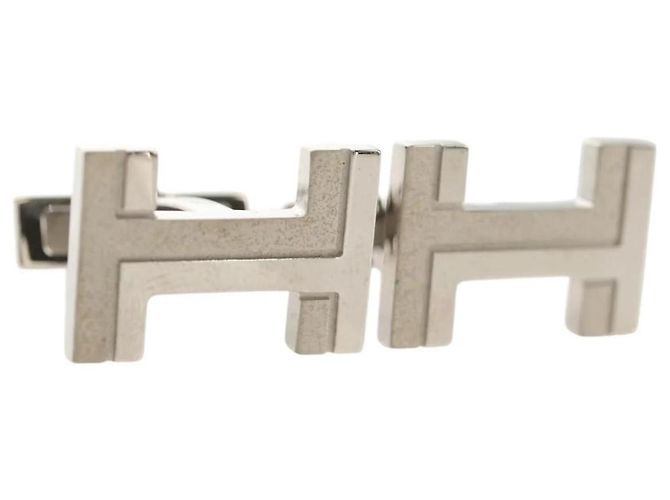 Hermès H Armband Silberfarben Metall