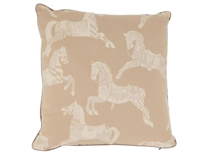 Cojín de lona beige Hermès