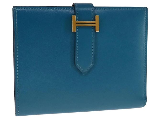 Hermès Portafoglio Compatto Bearn Hermes Blu