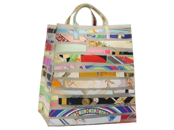 Bolsa de mão de borracha transparente limitada do Museu do Louvre Hermès Branco