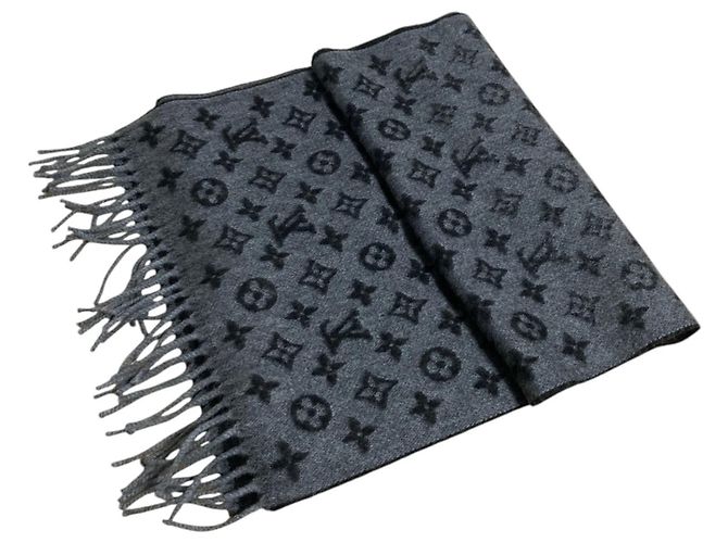 Écharpe à franges en monogramme dégradé Louis Vuitton Marron Noir