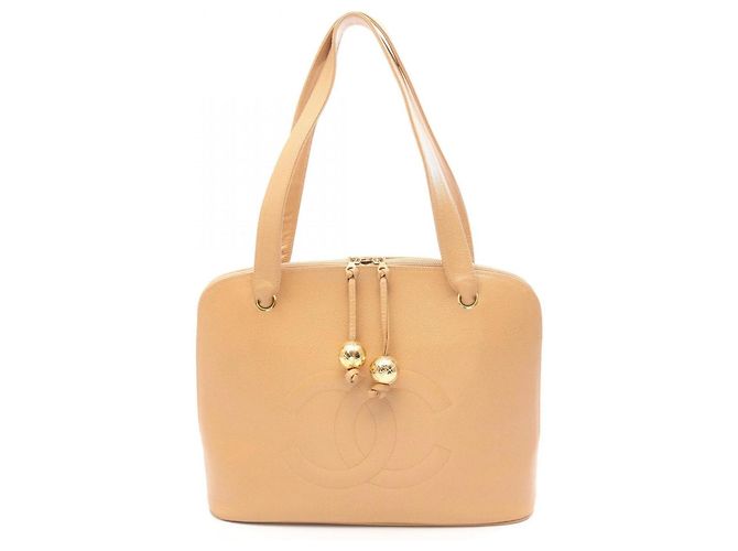Bolsa tote bege Chanel Coco Mark