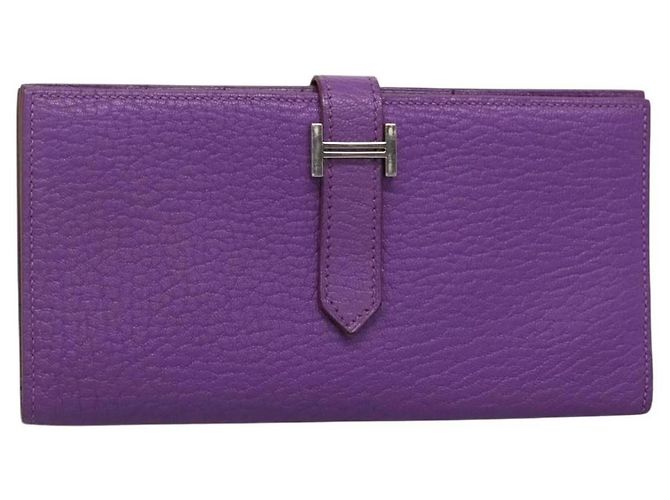 Hermès Hermes Bean Souffle Wallet Purple
