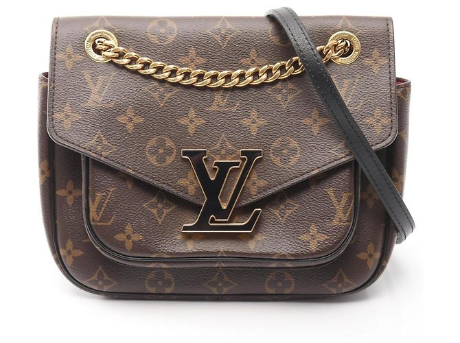 Bolsa de Ombro Passy Louis Vuitton Marrom Preto