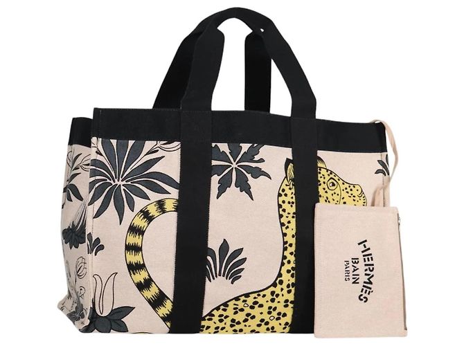 Hermès Animal Pattern Cabasado Plage Boston Tasche Beige