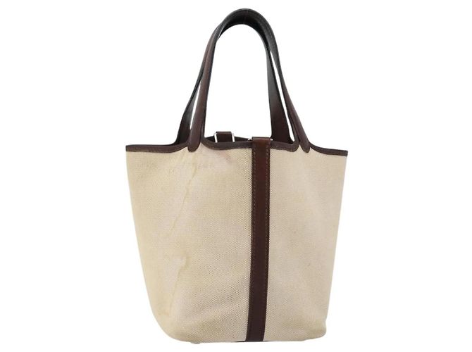 Bolsa de Ombro Picotin PM Toile H da Hermès Bege