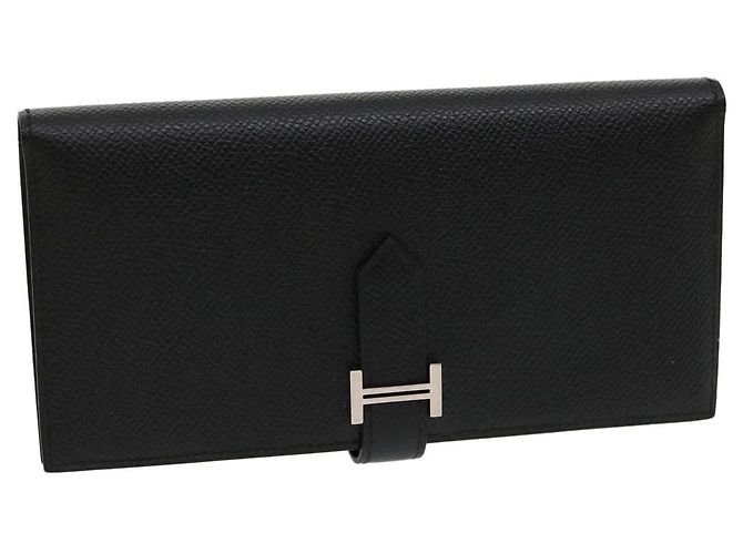 Hermès Hermes Bean Souffle Long Wallet Black