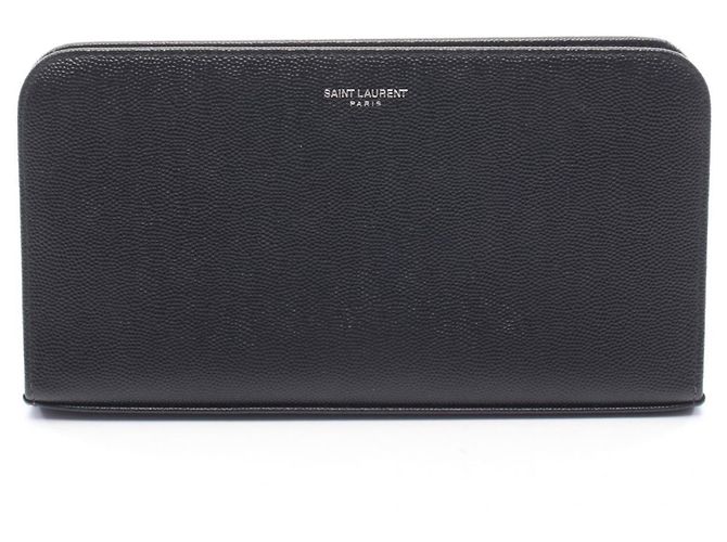 Cartera larga de cuero negro Yves Saint Laurent