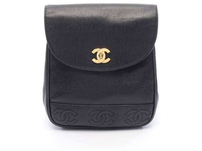 Chanel Triple Coco Mark Rucksack/Handtasche Schwarz