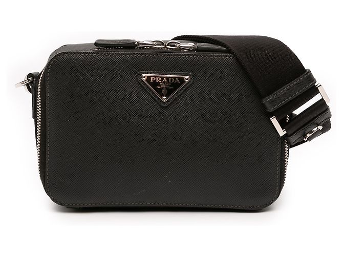 Bolsa transversal Brique em Saffiano preto da Prada