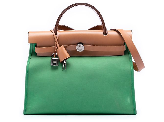 Hermès Sac Herbag Zip 31 Vert Toile