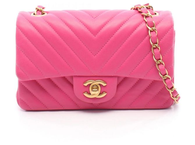 Mini borsa a spalla V Chevron di Chanel Rosa