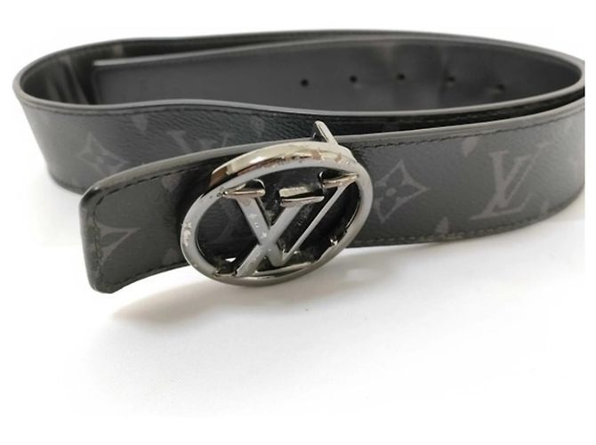 Louis Vuitton Monogram Eclipse Leather Men's Reversible Belt Black