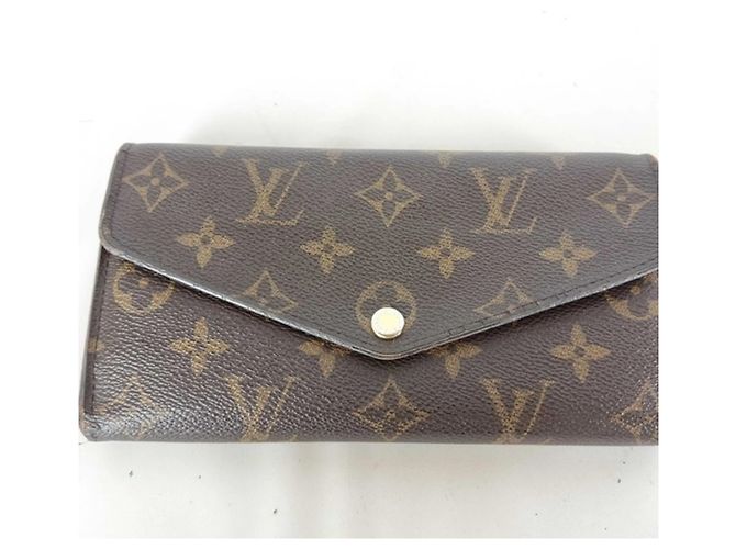 Sarah Louis Vuitton Monogram Long Wallet Brown Red