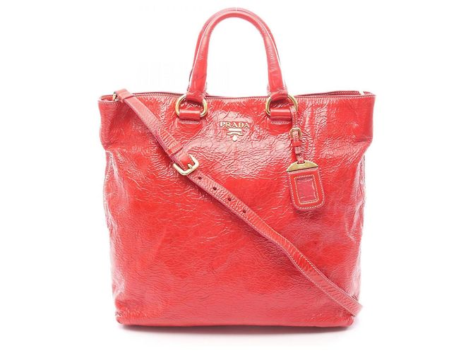 Rote Lackleder Tote Bag von Prada