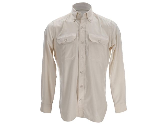 Camisa escovada tingida a peça Tom Ford em algodão branco Cru