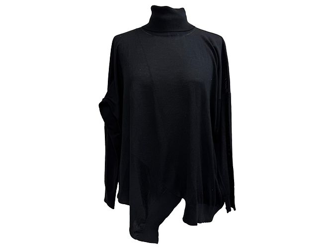 Stella Mc Cartney Stella McCartney Rollkragenpullover aus schwarzer Schurwolle