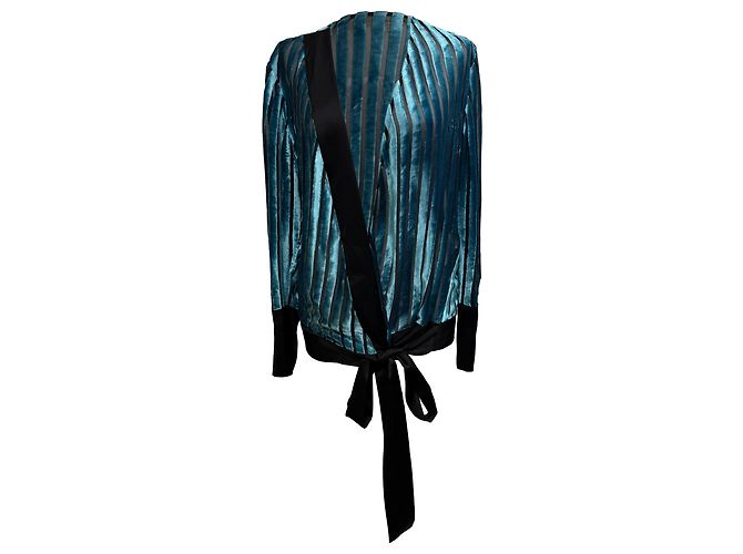 Diane Von Furstenberg Crossover-Bluse aus blauer Samt