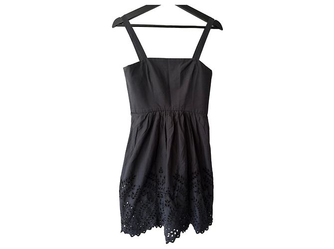 Isabel Marant Etoile Vestido preto de algodão com bordados