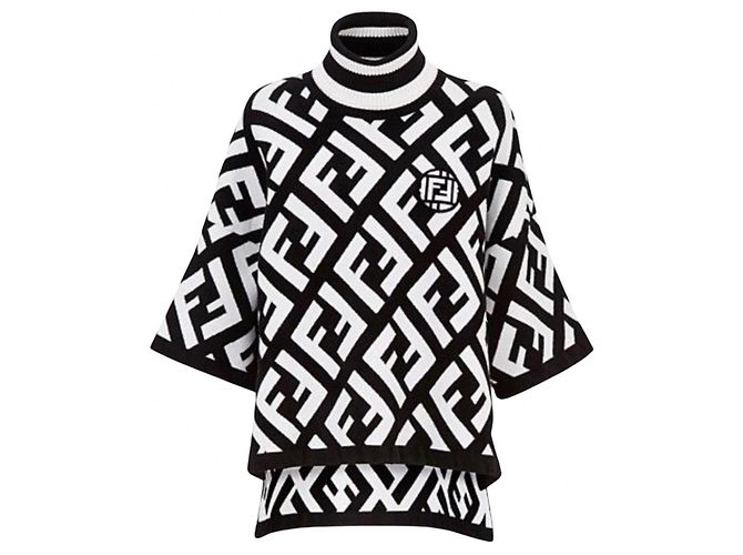 FENDI PONCHO PULL CAPE EINHEITSGRÖSSE NEU Schwarz 