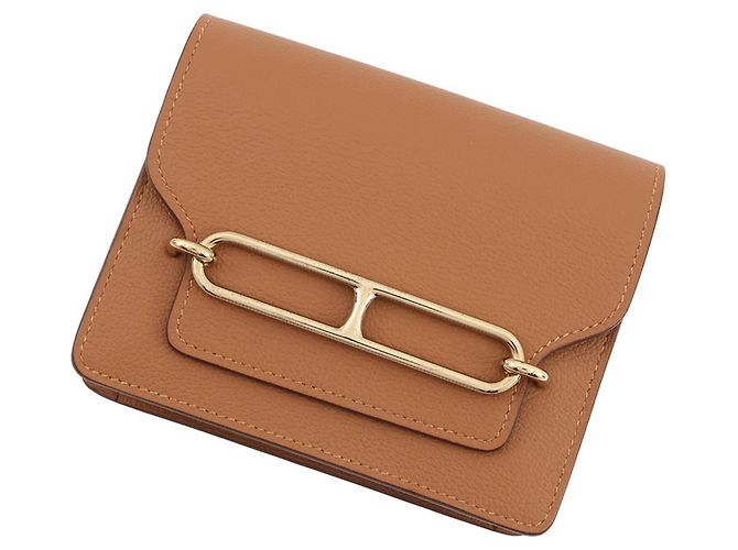 Monedero Roulis Reli Verso de Hermès Beige Verde claro