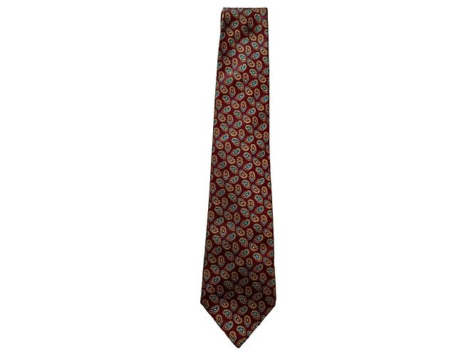 Autre Marque Richel Tie in silk with paisley pattern Red Blue Golden